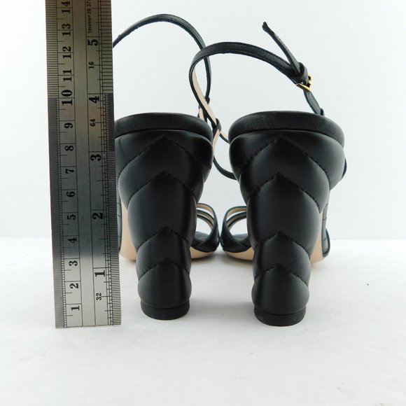 GUCCI GG Logo T-strap Black Quilted Leather Block Heel Ankle Sandals 40.5 - Picture 7 of 11